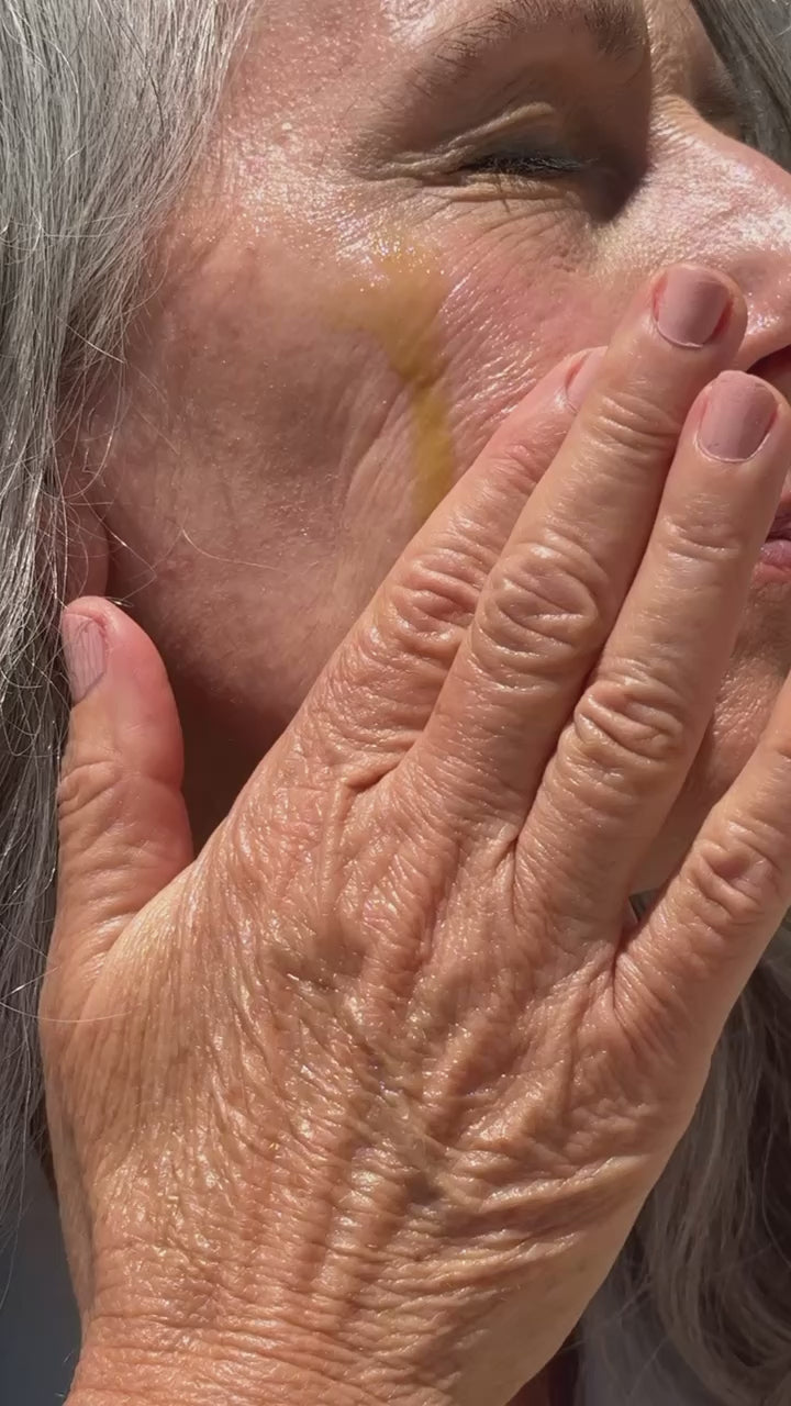 Applying Blue Tansy and Bakuchiol Face Oil